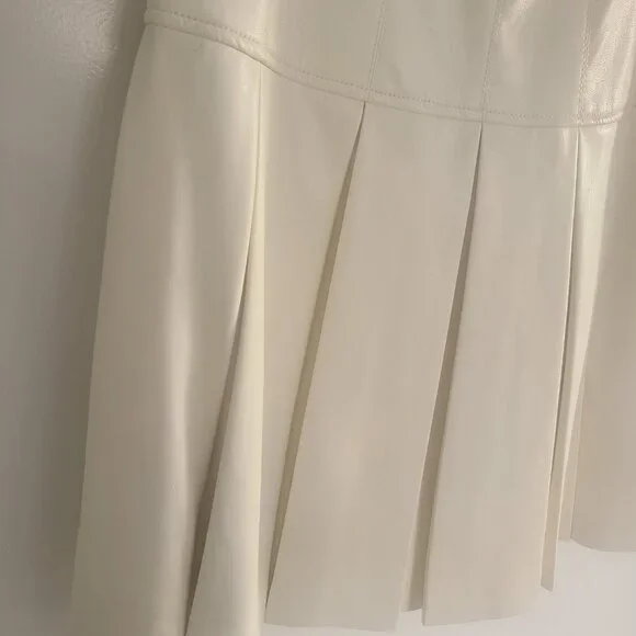 ALICE + OLIVIA Riss Puff Sleeve White Vegan Leather Mini Dress Size 0